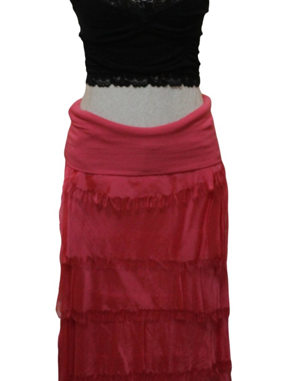 Italian Ruffle Maxi Skirt - Coral